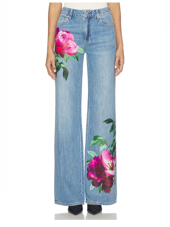 Alice + Olivia Denim - new Alice and Olivia CHIC PRINTED JEAN
in Denver Bright Blue/Emprs Bloom